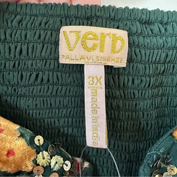 Anthropologie Floral Pleated Midi Dress - Green and Pink - Picture 7 of 12